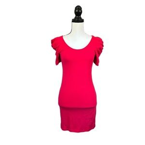 Love Culture Red Ruched Puff Sleeve Bodycon Mini Dress Holiday Cherry Girl Small